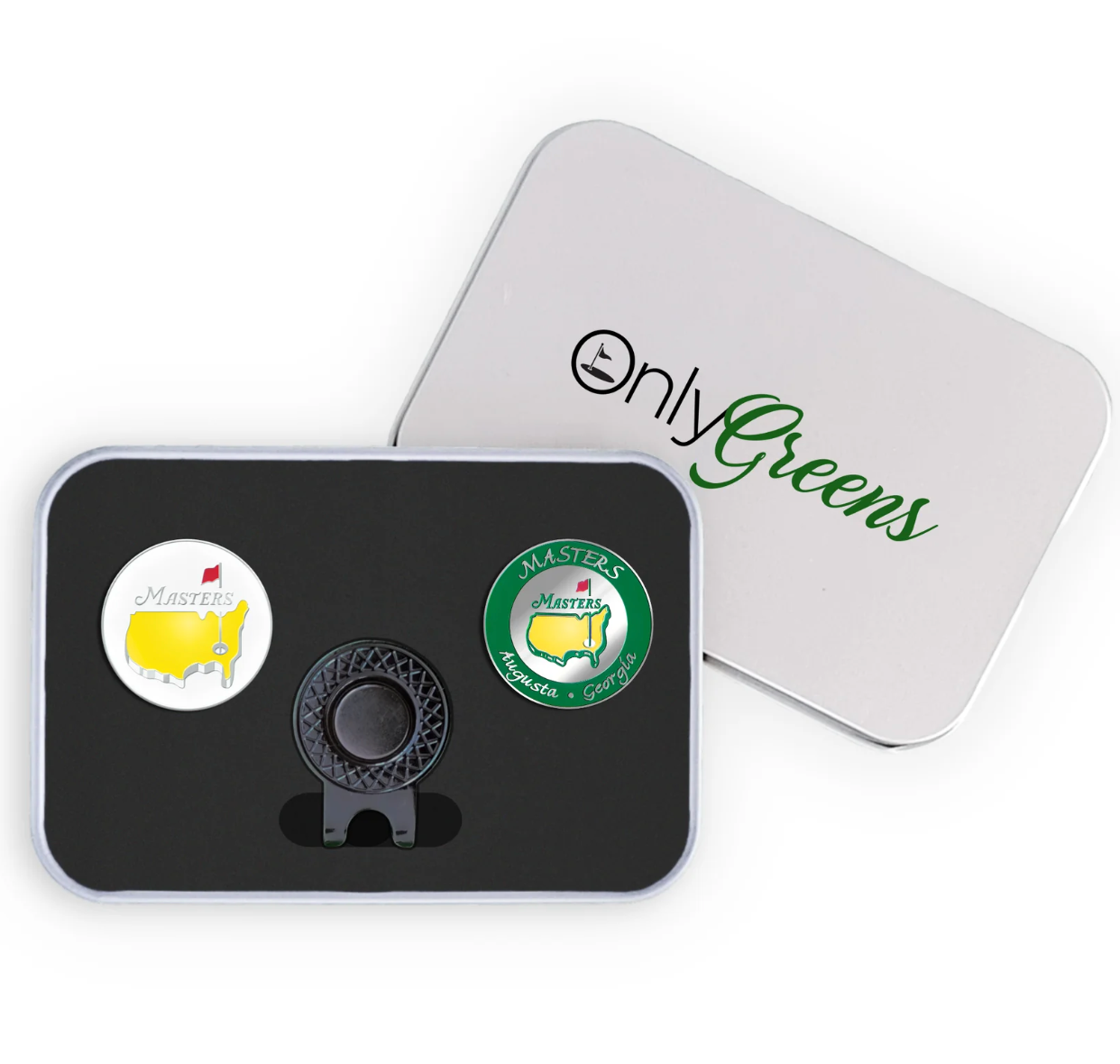 Only Greens Gift tin set - Ball Marker + Hat Clip + Divot Tool